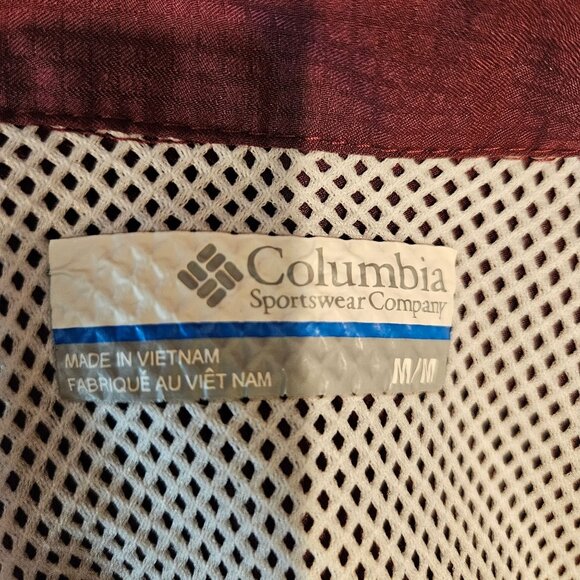 Columbia PFG Women Long Sleeve Shirt M Omni-Shade UV Protection Burgundy ripstop - Picture 2 of 15